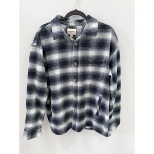 Goodfellow & Co Blue Plaid Flannel Shirt Large Heavyweight Cotton Top Men's